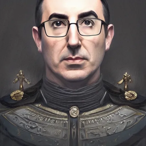 Prompt: portrait of stoic looking john oliver as in the vigo carpathian painting, full body, military uniform, fantasy, intricate, elegant, beautiful, highly detailed, charcoal, centered, dark, smokey, digital painting, artstation, concept art, smooth, sharp focus, illustration, art by artgerm and greg rutkowski and alphonse mucha