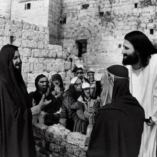 Image similar to photo of mirtha legrand talking with jesus in jerusalem in the first century