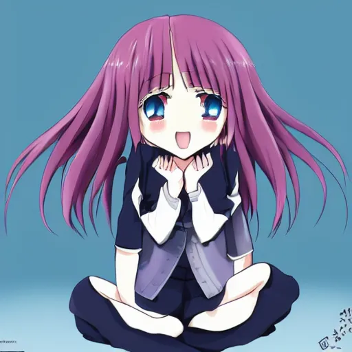 Image similar to anime waifu chair, perfect to sit on, waifu has a big head, pixiv