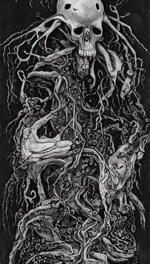 Image similar to life and death mixing together, by h. p. lovecraft