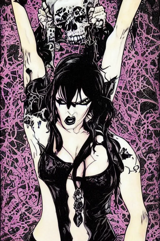 Image similar to goth girl death from Sandman comic book by Colleen Doran