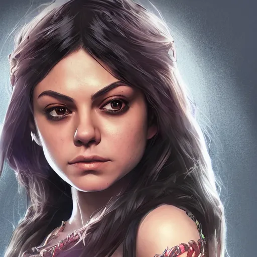 Image similar to Mila Kunis as a demon slayer, digital art, highly detailed, award winning, concept art, intricate, sharp focus, masterpiece, Trending on Artstation HQ, unreal engine 5, 4K UHD image