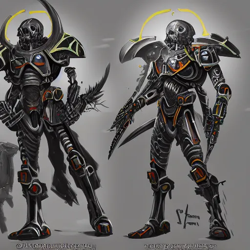 Image similar to Great Necron Army, concept art, digital art, trending on artstation, warhammer 40k concept art