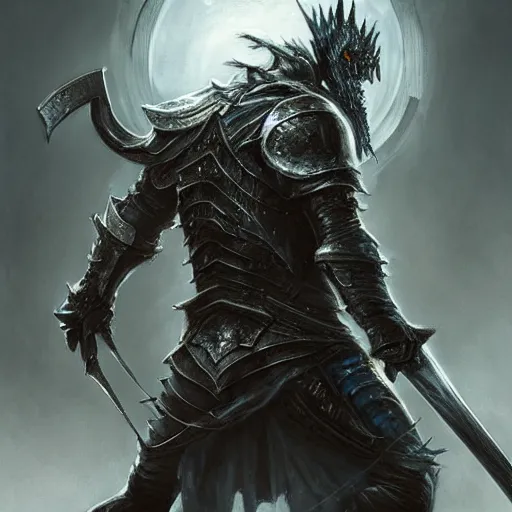 Image similar to messi crouching down holding a sword over his head by daniel gerhartz, artorias, abysswalker, dark souls, featured on deviantart, fantasy art, concept art, 2 d game art, official art