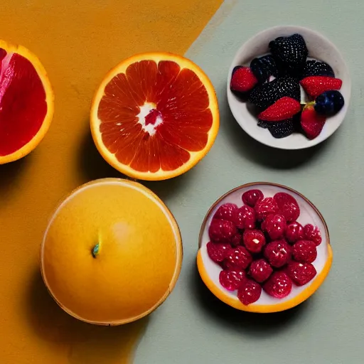 Image similar to fruits within [ bowl ]!!!, trending on artstation, cgsociety, [ overhead view ]!!, 4 k quality, intricately defined, professional photography, complexly detailed, polycount