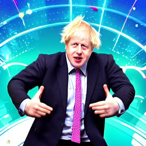 Prompt: Boris Johnson in the style of just dance 2016