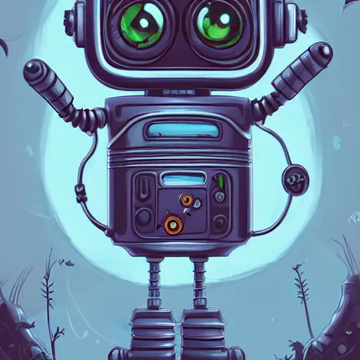 Image similar to a very cute looking robot spider with big eyes, a character portrait by dan mumford, behance contest winner, sots art, 2 d game art, flat shading, steampunk