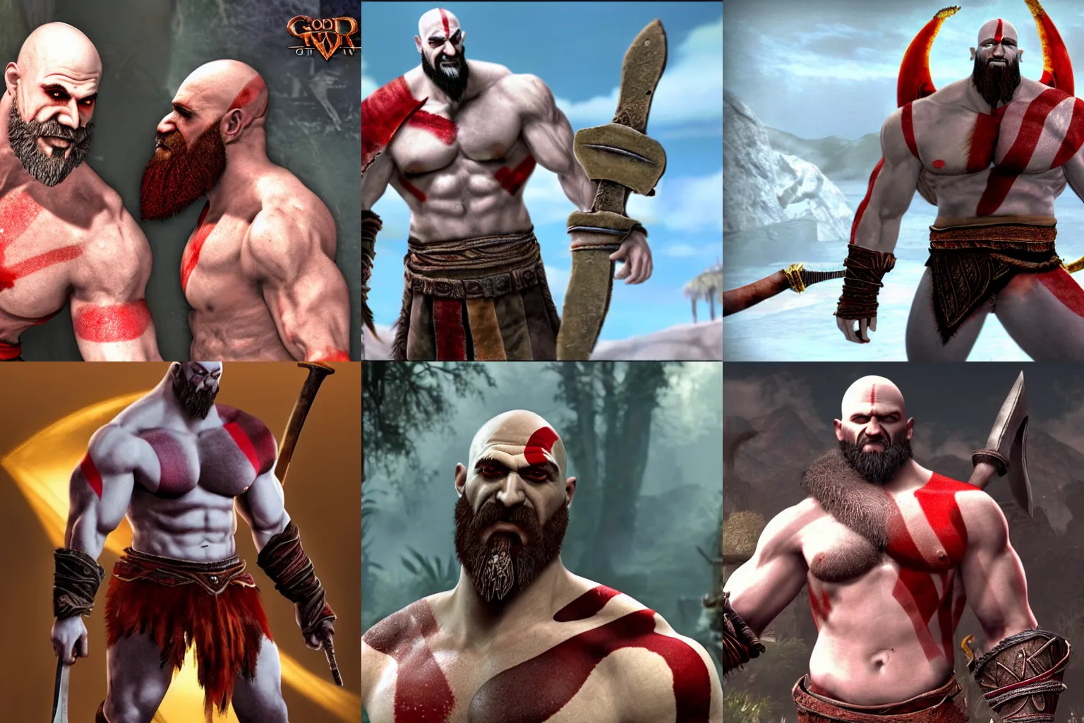 Prompt: Skinny and wimpy Kratos from God of War