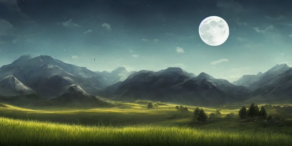 ArtStation - Minimalist Wallpaper 4K - Blue Nature Night Landscape  (multi-device)