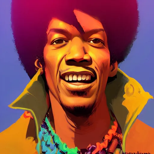 Image similar to portrait of jimmy hendrix as the voodoo child, mattepainting concept blizzard pixar maya engine on stylized background splash comics global illumination lighting artstation, sharp focus, lois van baarle, ilya kuvshinov, rossdraws