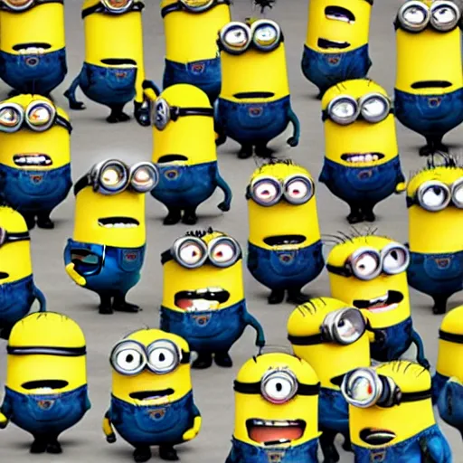 Prompt: multiple minions dominate the earth