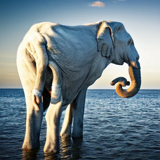 Image similar to professional photography of a rare white elephant, spectacular in its beauty, 8 k