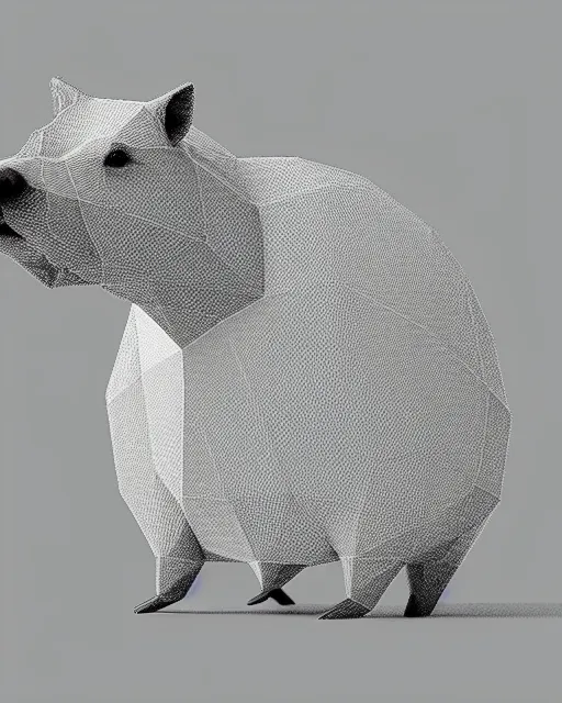 Prompt: low polygon render of a capybara on a white background, isometric 3d, ultra hd