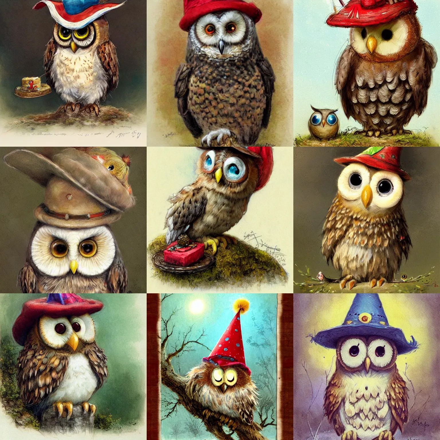 Prompt: ( ( ( shy guy ) ) ) by jean baptiste monge!!!! birthday owl in a pary hat