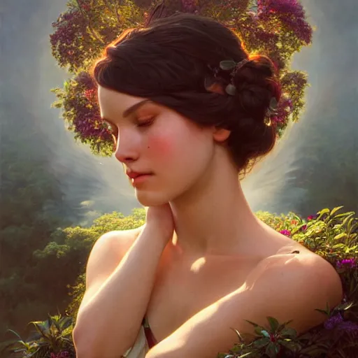 Image similar to perfectly - centered photo - realistic goddess, lifelike, highly detailed, professional digital painting, unreal engine 5, photorealism, hd quality, 8 k resolution, cinema 4 d, 3 d, cinematic, art by artgerm and greg rutkowski and alphonse mucha and loish and wlop