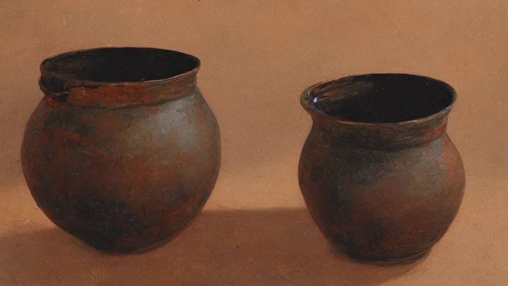 Prompt: a Burnished pot