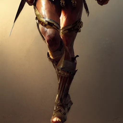 Prompt: roman gladiator, gorgeous, amazing, muscular, silk, intricate, elegant, thighs, highly detailed, digital painting, artstation, concept art, sharp focus, illustration, by greg rutkowski