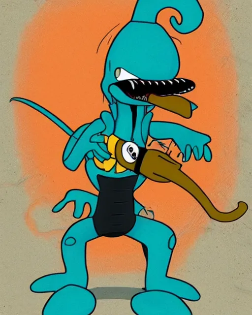 Prompt: perry the platypus as a xenomorph