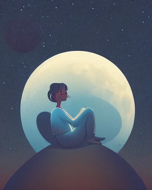 Image similar to beautiful painting of a smiling moon at night, art by mike winkelmann, illustration, highly detailed, simple, smooth and clean vector curves, no jagged lines, vector art, smooth, artstation