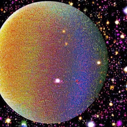 Prompt: planet with skin of texture of glitter, lsd