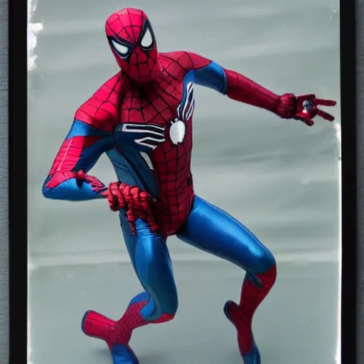 Image similar to a single iron man and spider - man hybrid, dslr, polaroid