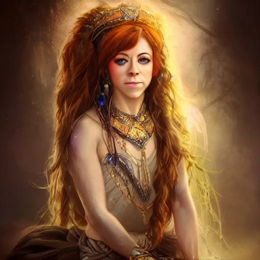 Prompt: portrait of lindsey stirling as a beautiful goddess, epic fantasy art, detailed face, goddess, mystical, mystic atmosphere, trending on artstation, deviantart, digital art, high detail, high definiton, ultra realistic, high quality, hyper realistic, 4 k uhd,