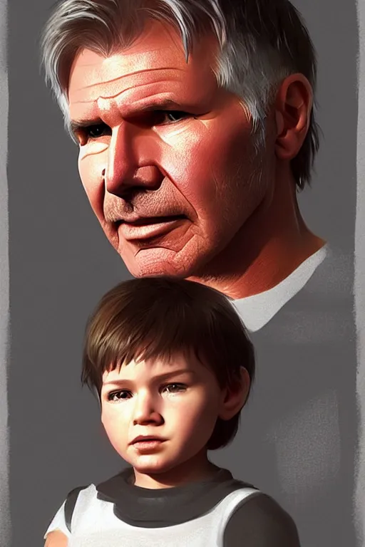 Image similar to Harrison Ford as a baby, ilya kuvshinov, cgsociety