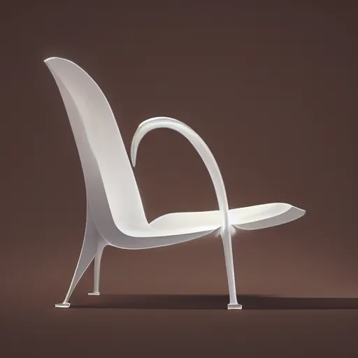 Image similar to product photo of a futuristic chair, by artgerm and greg rutkowski and marc newson, alphonse mucha, zaha hadid, volumetric light, detailed, octane render, midsommar