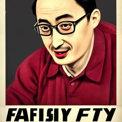 Image similar to A 1950s Colorized Style Poster of Filthy Frank, grainy, realistic, hyperrealistic, very realistic, very very realistic, highly detailed, very detailed, extremely detailed, detailed, digital art, trending on artstation, detailed face, very detailed face, very detailed face, realism, HD Quality, 8k resolution, intricate details, body and head in frame, drawing, inked drawing, poster drawing, neat drawing, 1950s, 50s, in the style of Frank Hampson, in the style of Frank Bellamy, in the style of Dave Gibbons, in the style of Don Lawrence, in the style of Wally Wood, Colorized, 1950s Poster