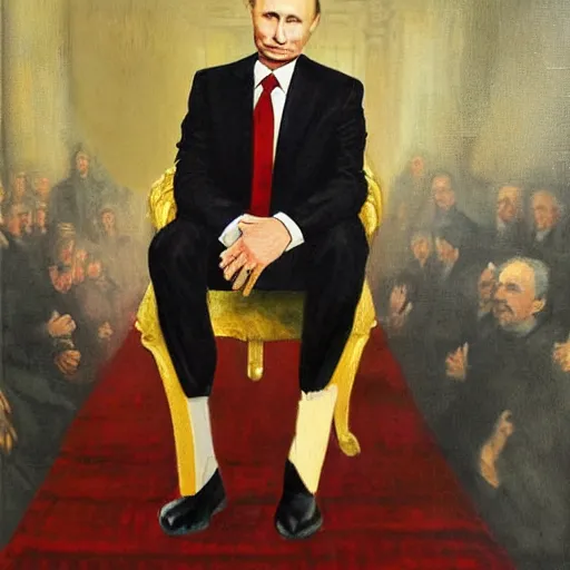 Image similar to american presidential portrait painting of vladimir putin