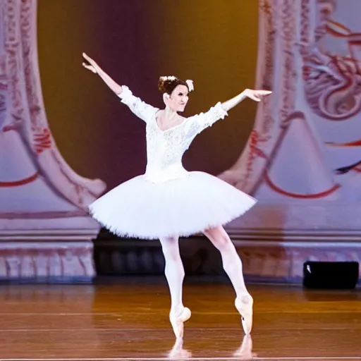 Image similar to lionel messi wearing tutu dancing ballet on the Odessa Opera Theatre stage