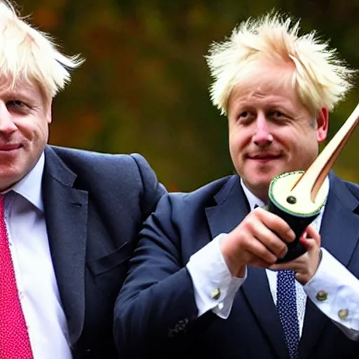 Prompt: Boris Johnson and Mexican mariachi dancing together