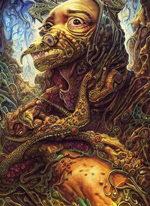 Prompt: snoop dogg reptile eyes, shamanic poster lsd art, intricate, elegant, highly detailed, centered, digital painting, artstation, concept art, smooth, sharp focus, illustration, artgerm, tomasz alen kopera, peter mohrbacher, donato giancola, joseph christian leyendecker, wlop, frank frazetta