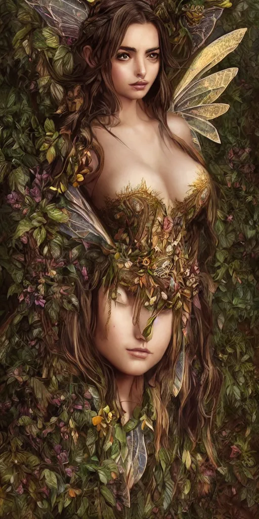 Image similar to ana de armas as a wood fairy, fantasy, intricate, elegant, highly detailed, digital painting, trending on artstation, digital illustration, in the style of Stanley Artgerm