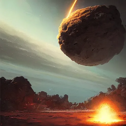 Prompt: meteor hitting earth, concept art by greg rutkowski, highly detailed, ultra realistic