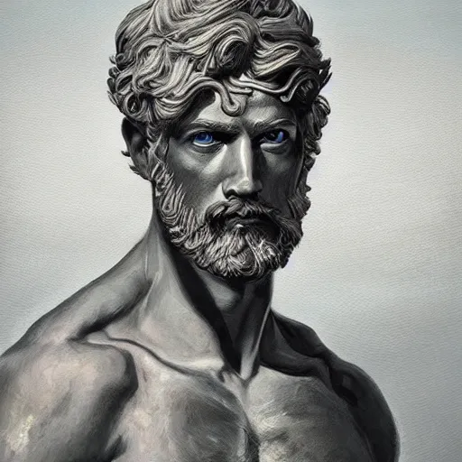 Image similar to zeus, portrait, illustration painting, oil on canvas, intricate, detailed illustration, hd, digital art, overdetailed art, concept art, detailed, illustration painting by antoni tudisco, digital art, overdetailed art, concept art,