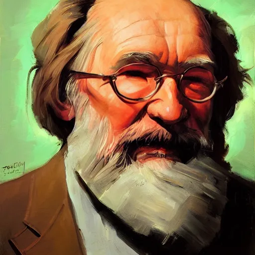 Image similar to greg manchess portrait painting of jim henson, medium shot, asymmetrical, profile picture, organic painting, sunny day, matte painting, bold shapes, hard edges, street art, trending on artstation, by huang guangjian and gil elvgren and sachin teng