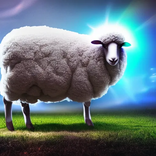 Image similar to electric sheep, fluffy, 4k, hdr, surreal