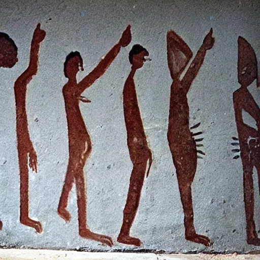 Image similar to Cave paintings of people dabbing