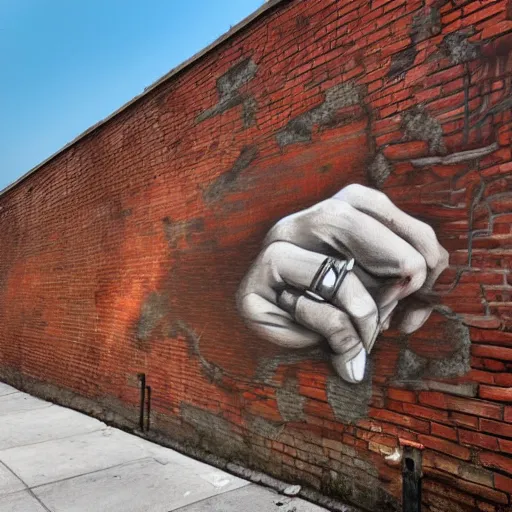 Image similar to street art by Ceser on a brick wall in New York, photorealism, 8k, high detail, unreal engine