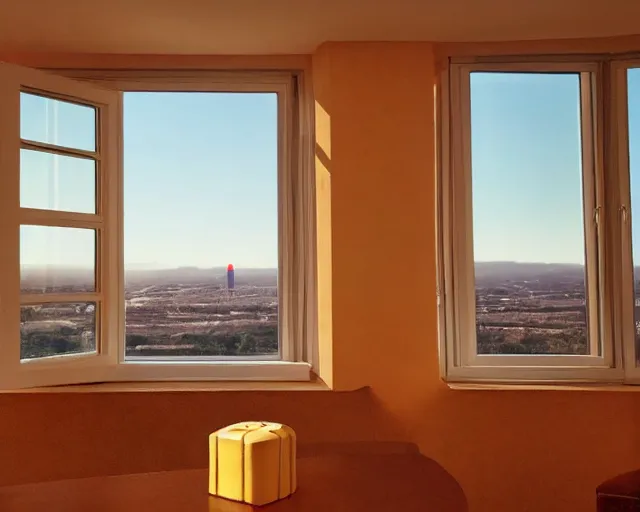 Prompt: an luxury apartment window view of a nuclear explosion