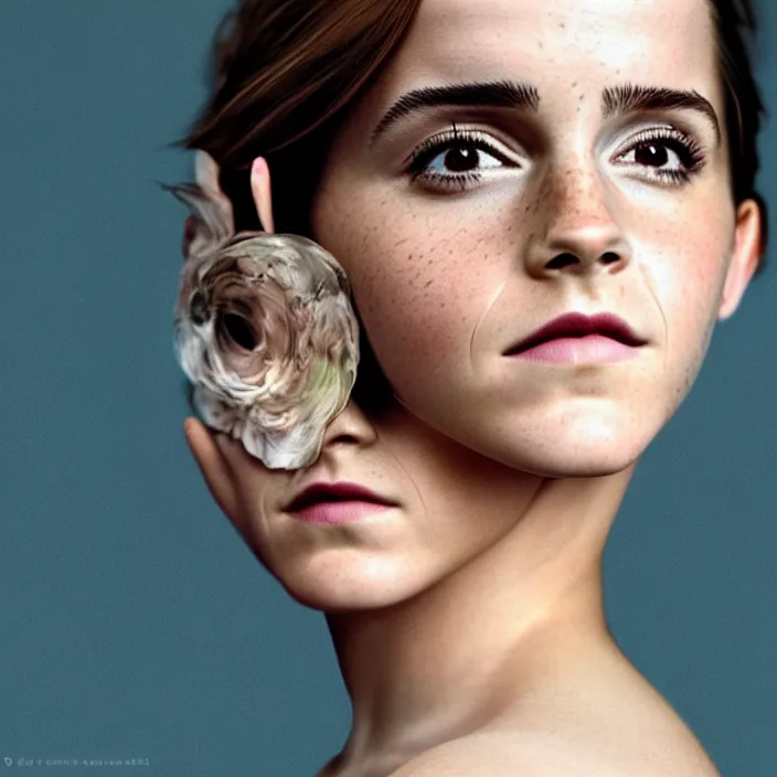 Prompt: emma watson looking forward. left angle. portrait by martin schoeller. detailed, 4 k, morning hour.