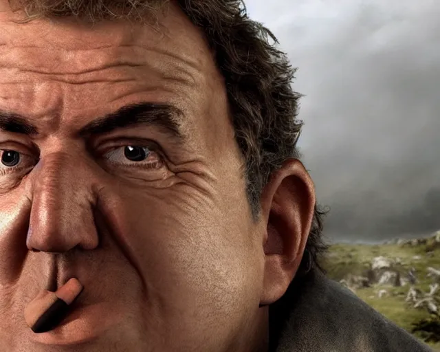 Image similar to jeremy clarkson in lord of the rings, character art, by various concept artists, redshift render, hyperrealistic face, photorealistic render