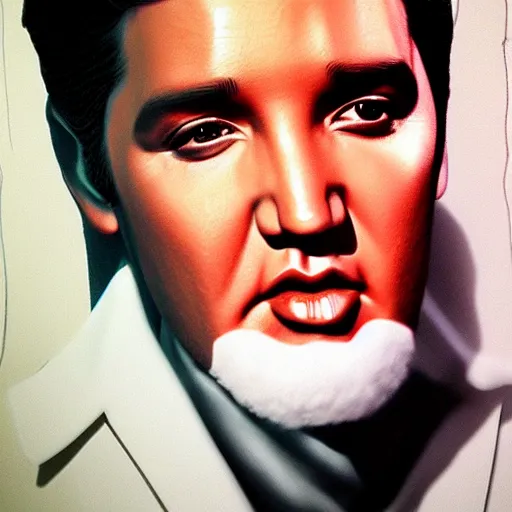 Image similar to elvis presley with gandalfs beart, trending on artstation, hyperrealistic, ultra detailed