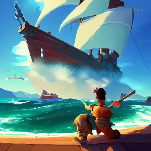 Image similar to painting treasure on sea of thieves game smooth median photoshop filter cutout vector, behance hd by jesper ejsing, by rhads, makoto shinkai and lois van baarle, ilya kuvshinov, rossdraws global illumination