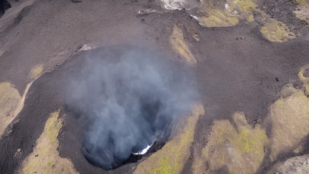 Prompt: I flew my drone over an erupting volcano in Iceland and these are the incredible pictures I took