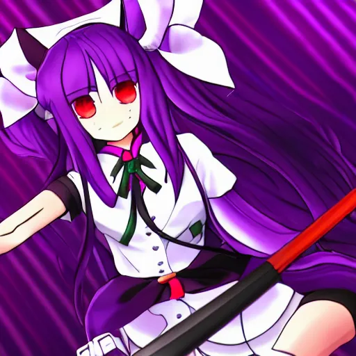 Prompt: Reisen Udongein Inaba, Purple long hair, touhou project 4k