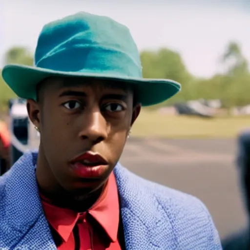 Image similar to a still of tyler the creator in joker