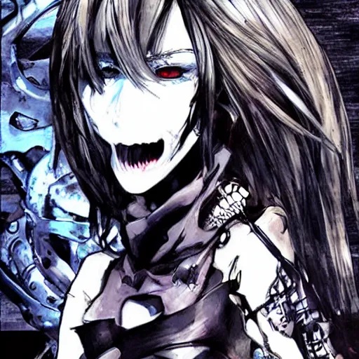 Image similar to ☠🦢☢ beautiful monster girl, yoji shinkawa