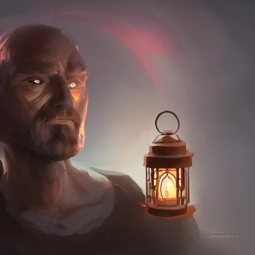 Image similar to the man with the lantern head, artstation